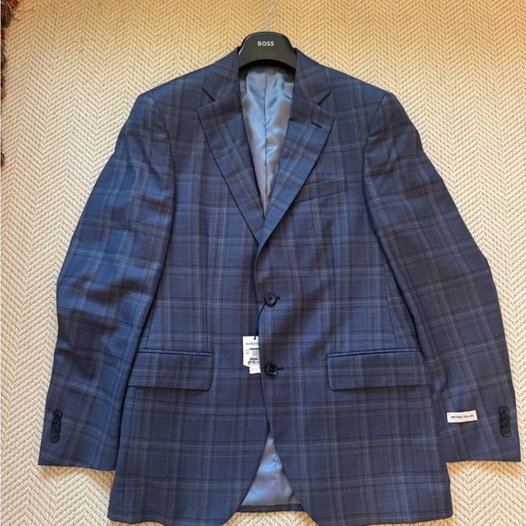 Peter Millar Men's Navy Plaid Blazer - Picture 2 of 3